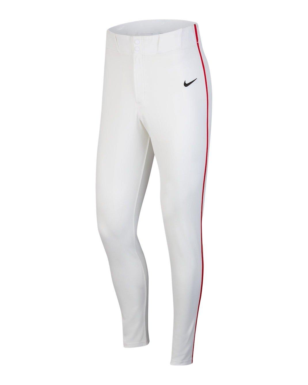 Nike Men's Vapor Select Piped Baseball Pants - White/Red - WHITE/RED
